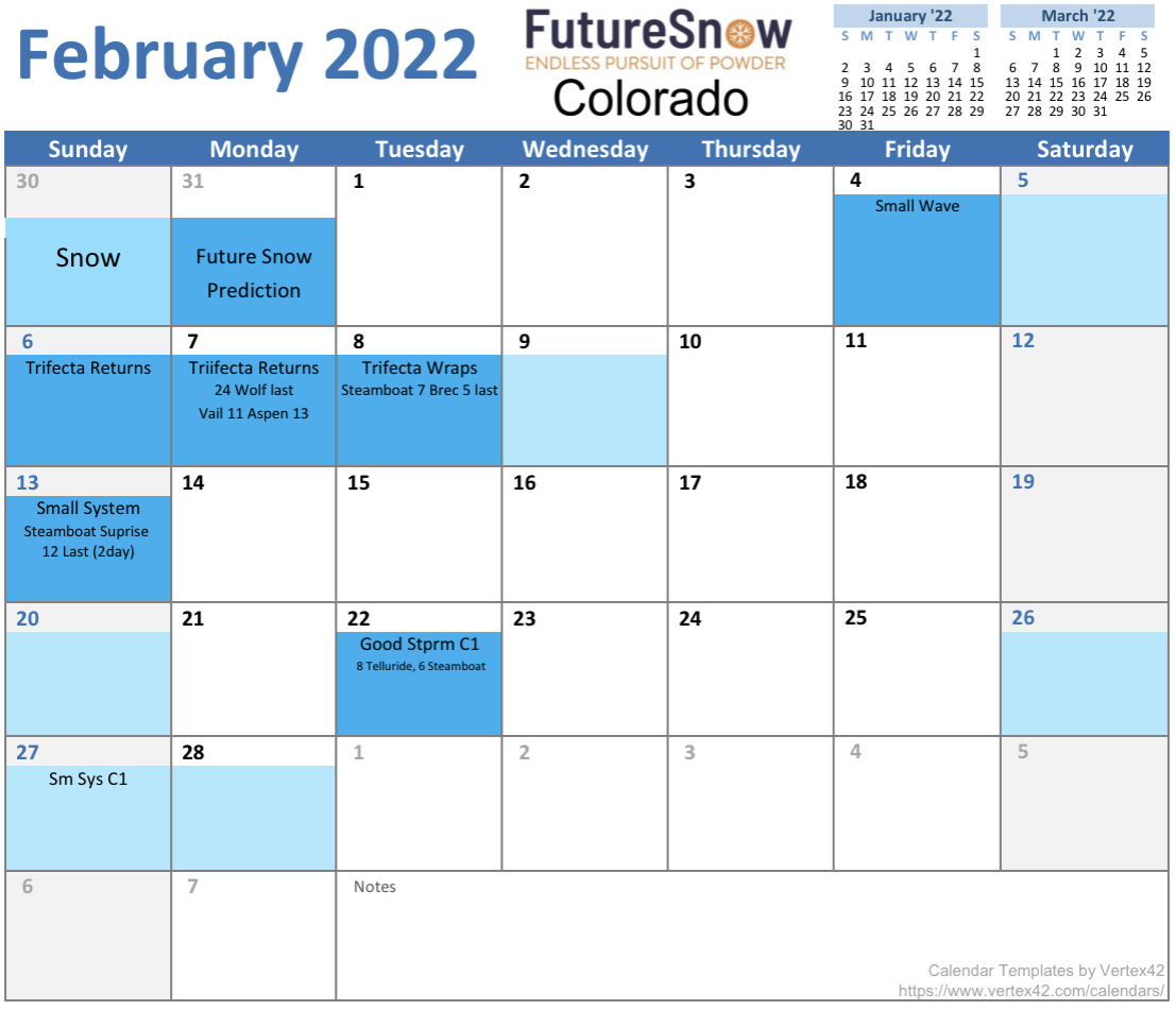 Aspen Forecast Calendar FutureSnow
